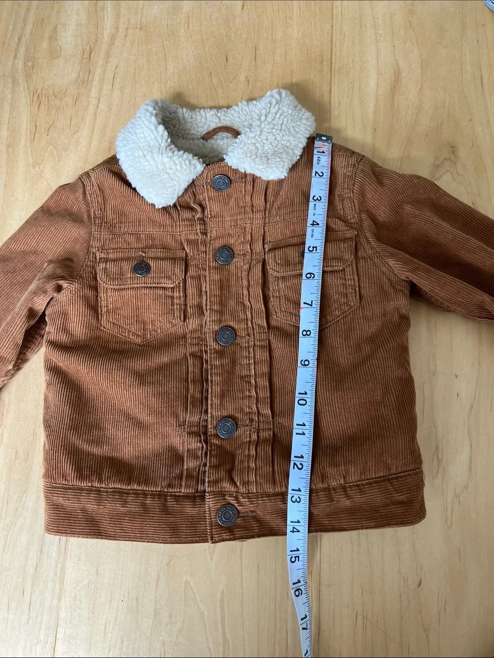 GAP Kids Rust Brown Corduroy Jacket with Cream Sherpa Collar